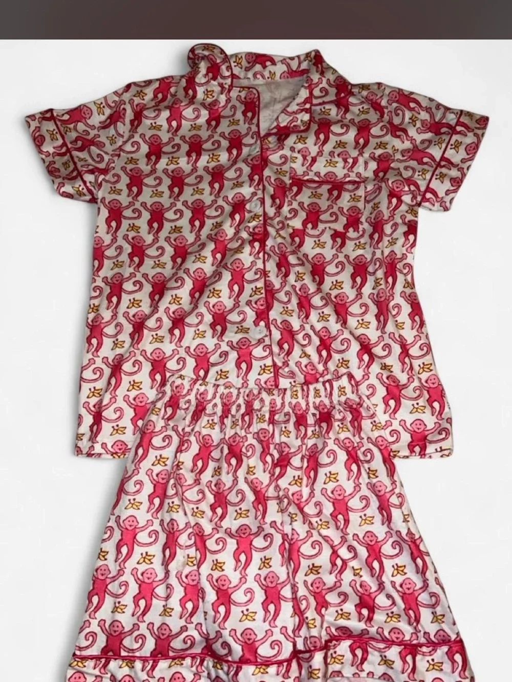 Kids Pink Monkey Print Pajama Set
